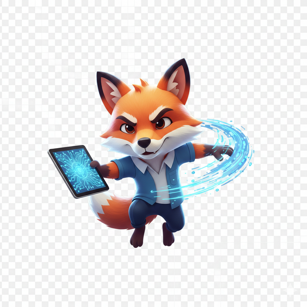 TigerFax mascot with tablet